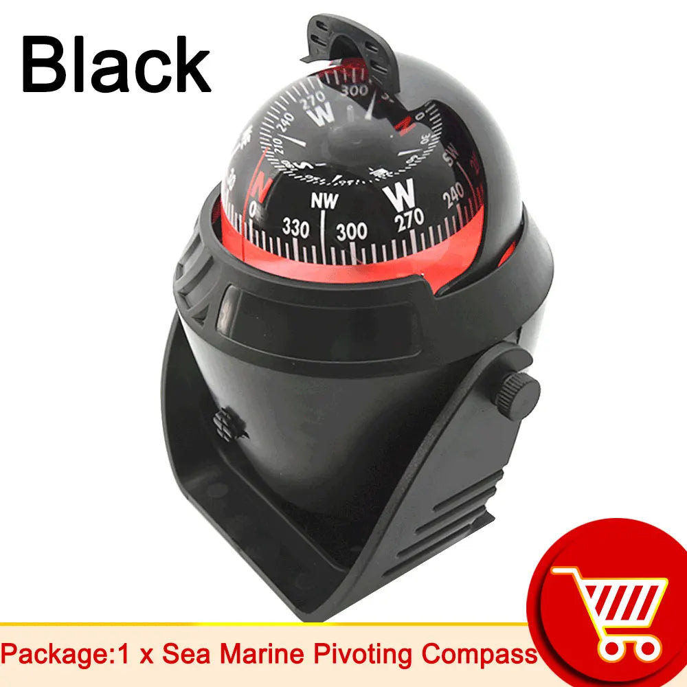 Waterproof Nautical Compass Sea Pivoting Marine Boat Compass With Electronic LED Night Light For Marine Navigation Positioning