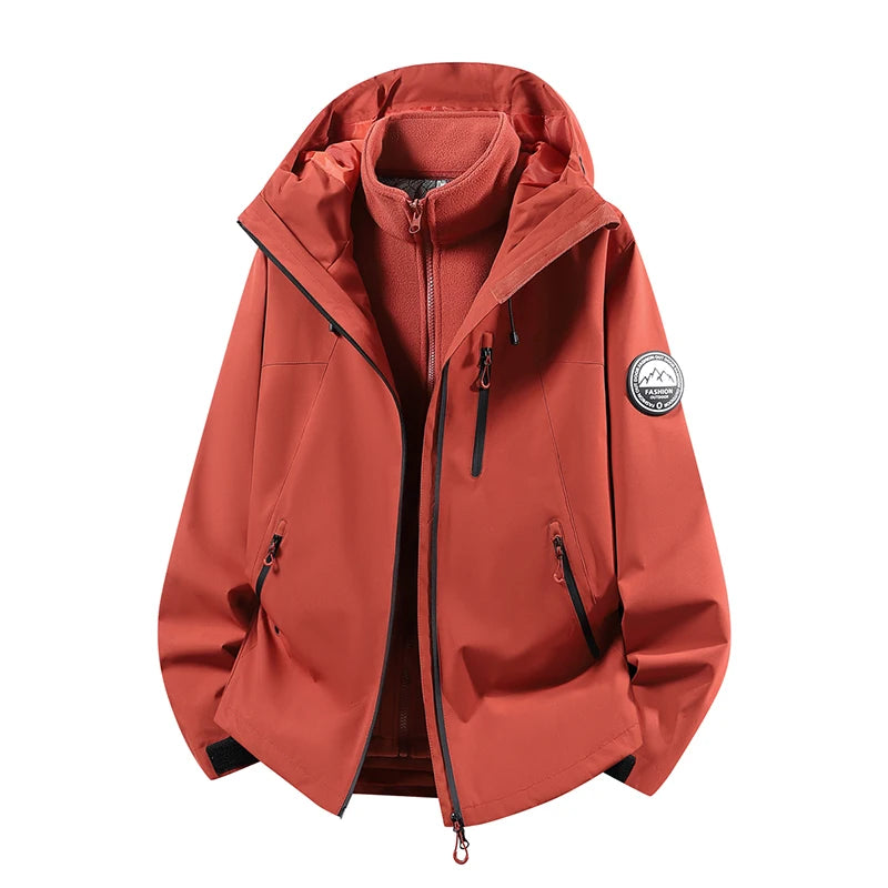 CHRLCK Men Women Hiking 3IN1 Jackets Waterproof Fleece Windproof Windbreaker Camping Climbing Trekking Outdoor Jacket Autumn