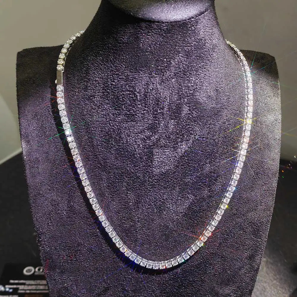 ESKEEM Stainless Steel 3/4/5MM White Moissanite Tennis Chain Necklace Hip Hop Jewelry for Men Women VVS1 Tennis Bracelet Gift