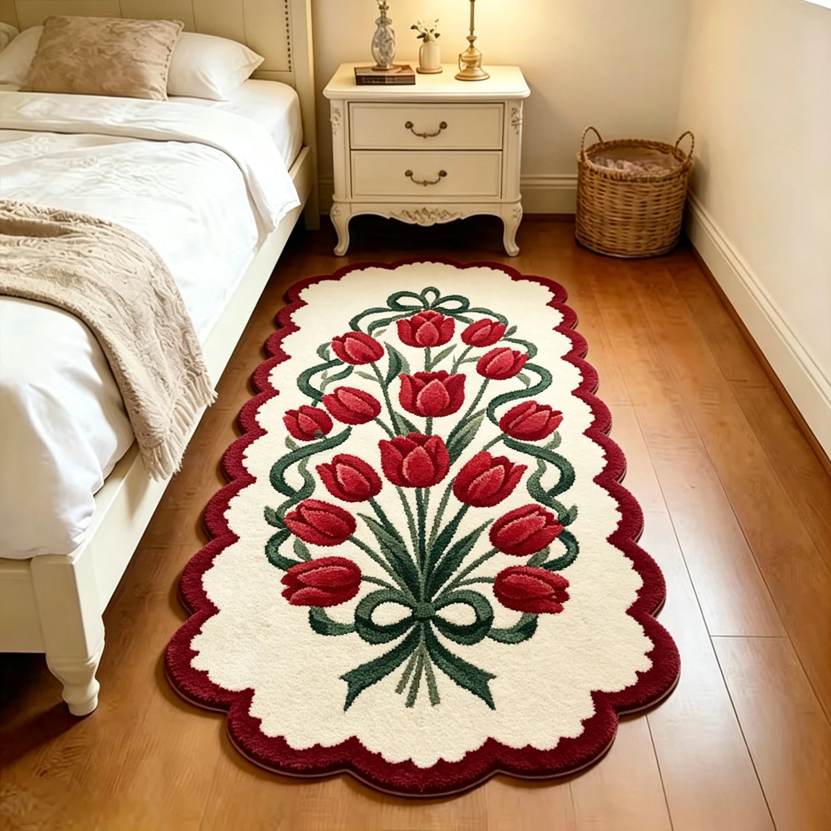 Christmas Living Room Decoration Red Carpet Irregular Shape Rugs for Bedroom Thick Plush Bedside Floor Mat Fluffy Soft Study Rug