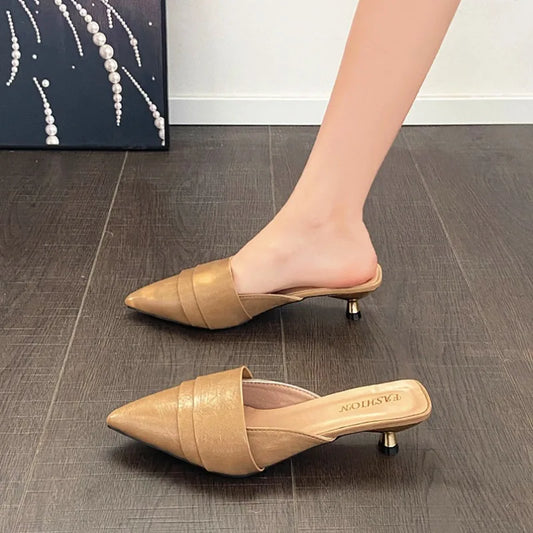 High Heels Pointed Toe Women's Slippers Summer Sandals Woman Shoes 2026 Luxury Brand Mules Shoes Walking Slides Mujer Zapatos