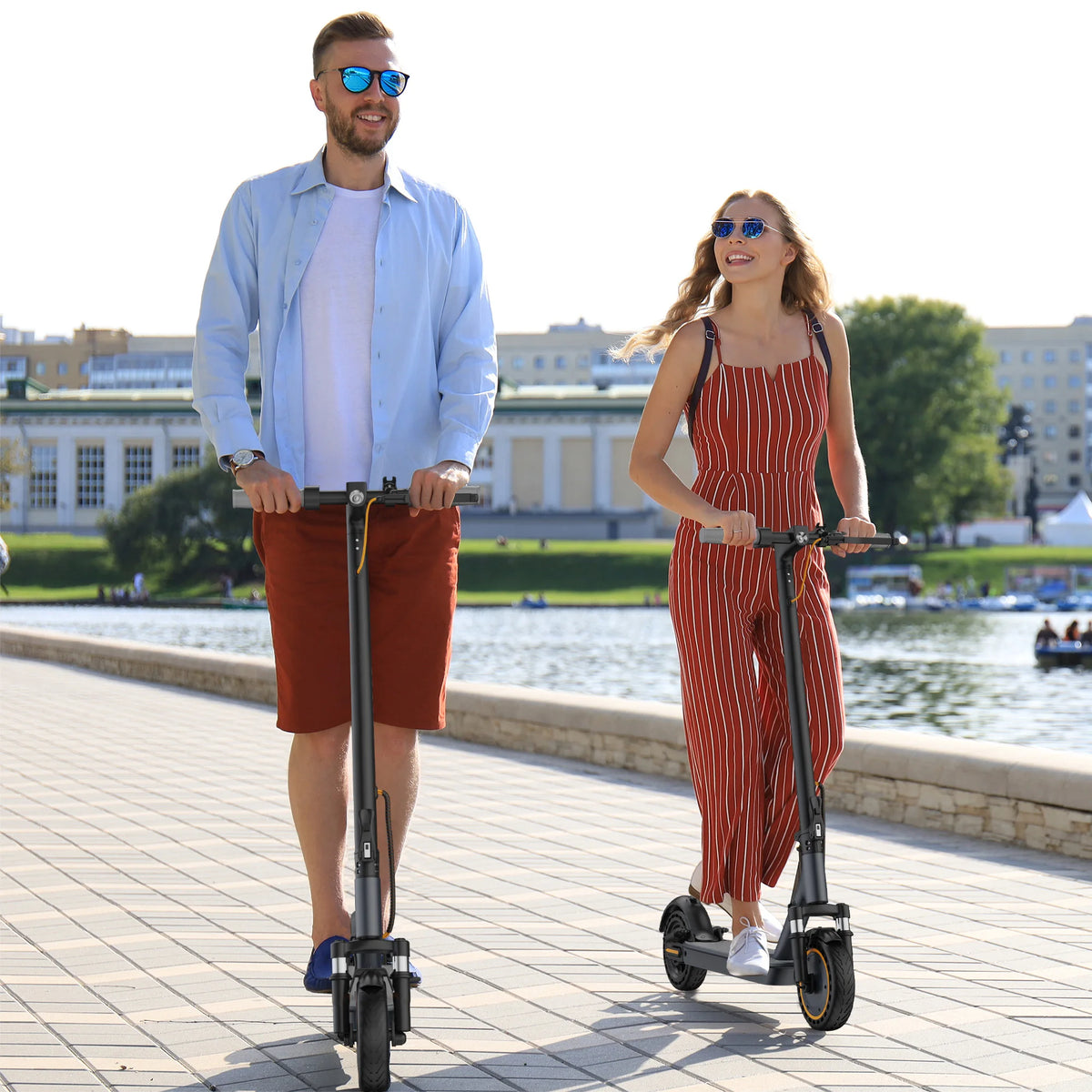PORORO Electric Scooter 350W 19mph Max Speed APP Smart Control Dual Shock Absorption & Dual Suspension 22miles Max Range For City Commuter