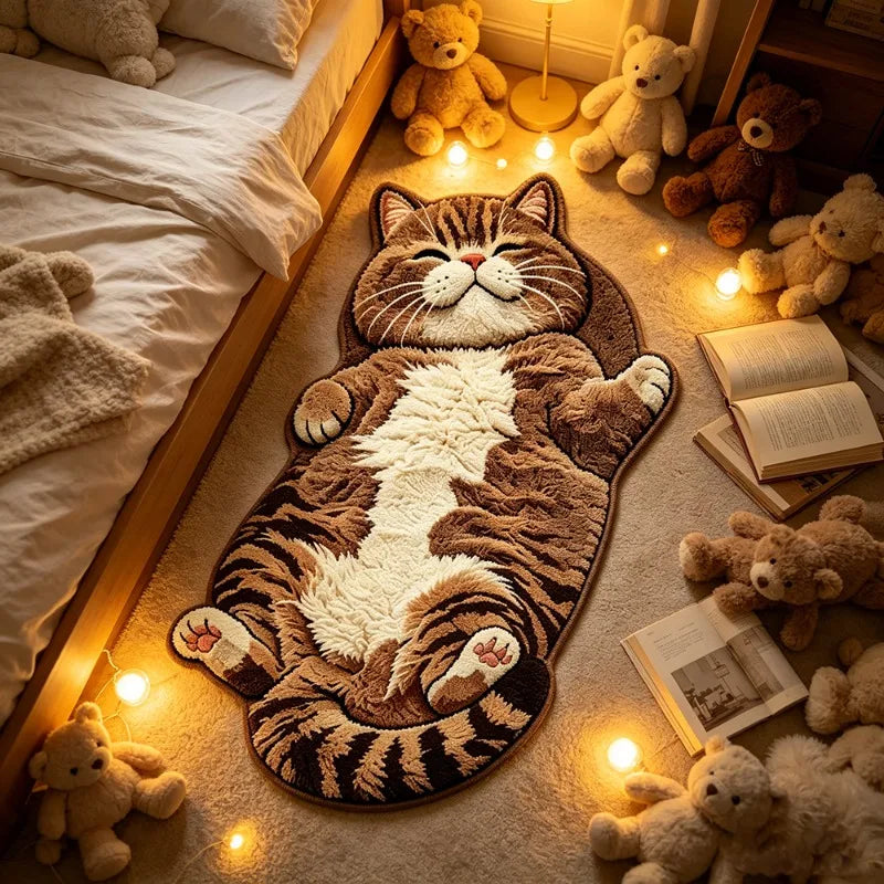 Cute Tabby Cat Pattern Rug Fashion Fun Atmospheric Bedroom Bedside Rugs Home Decor Living Room Carpet Soft Washable Floor Mat