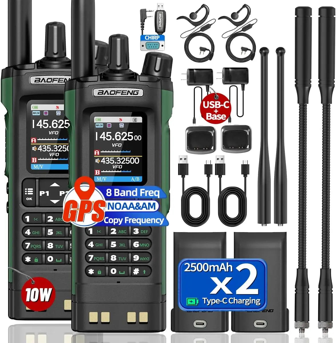 BAOFENG UV 32 Walkie Talkie Long Range GPS 10W Multi Band Wireless Bluetooth Programming Copy Frequency UV32 Ham Radio Camping