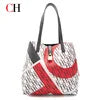 CH Tote Bag for Women Two Tone PU Leather Large Capacity Shoulder Handbag Luxury Ladies Commute Shopping Shopper Bag