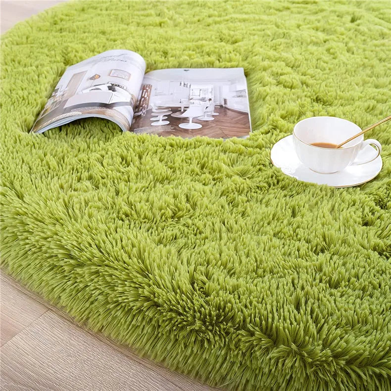 Round Fluffy Soft Area Rugs for Kids Room Princess Castle Plush Shaggy Carpet Cute Circle Nursery Rug Home Decor Circular Carpet