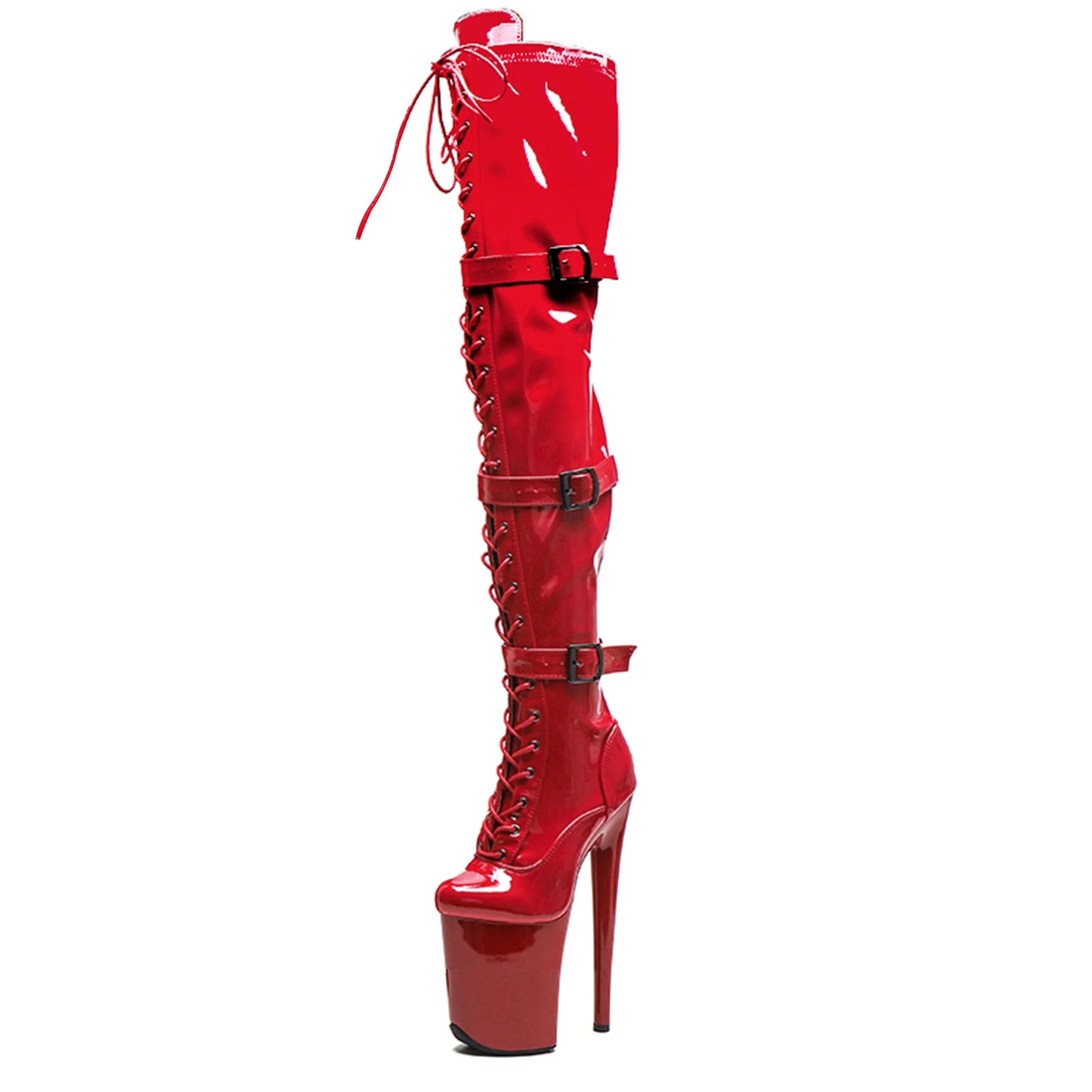WUXIN H&P Women's 8in Stripper Heels Thigh High Heel Boots, Over The Knee Exotic Pole Shoes StilettoPlatform Boot