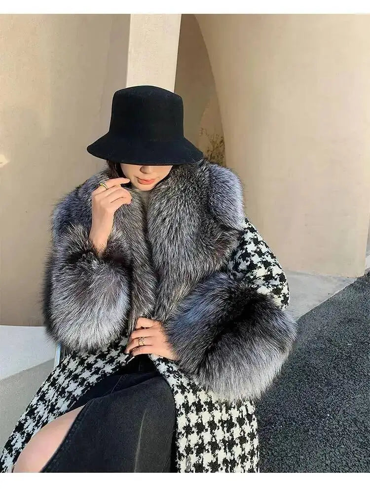 Large Size Winter Real Fur Collar Cuffs Set Neck Warmer Women Fur Shawl Furry Fluffy Fox Fur Scarf Luxury Scarves Coat Decor