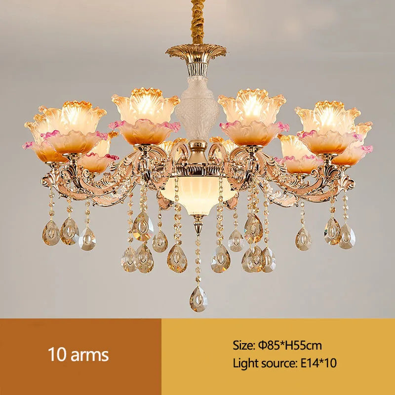 New Bedroom Chandelier European Luxurious Atmospheric Lighting Fixture Home Living Room Dining Room Light Luxury Crystal Lamps
