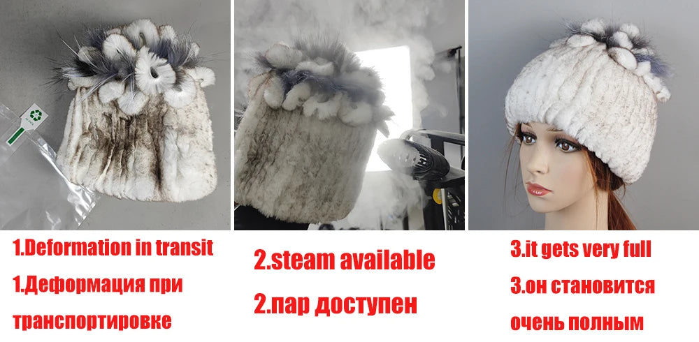 New Winter Lady Brand Hand Make Real Genuine Fox Fur Hat Scarf Girls Natural Real Rex Rabbit Fur Ring Cap Real Fur Scarves Hats