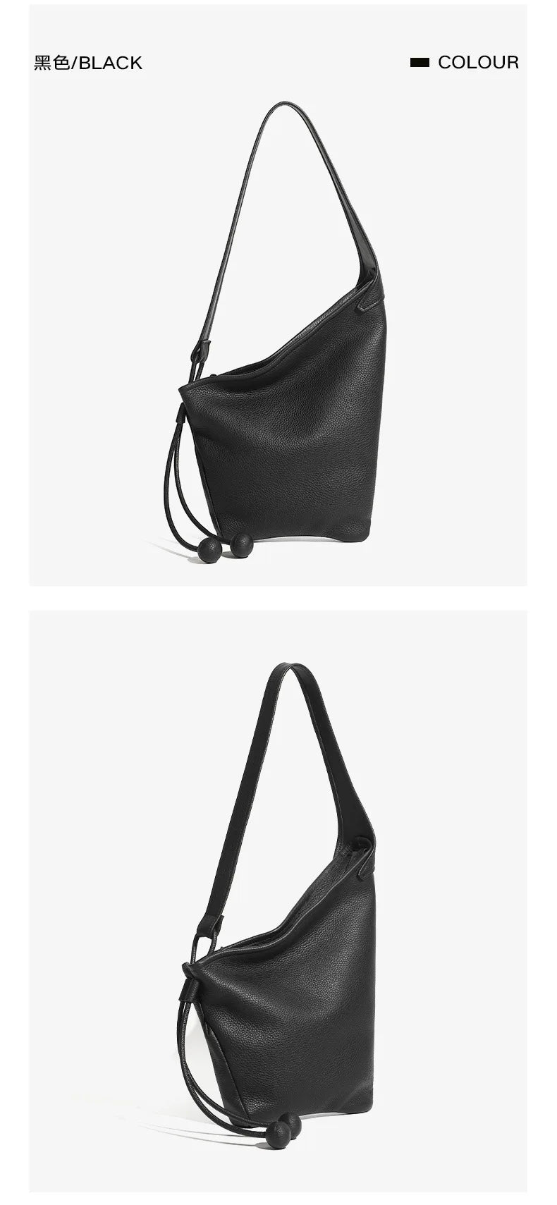 Women's Genuine Grade Cow Leather Handbags Luxury Designer Ladeis Shoulder Crossbody Bucket Bags for Woman Cowhide Underarm Bag