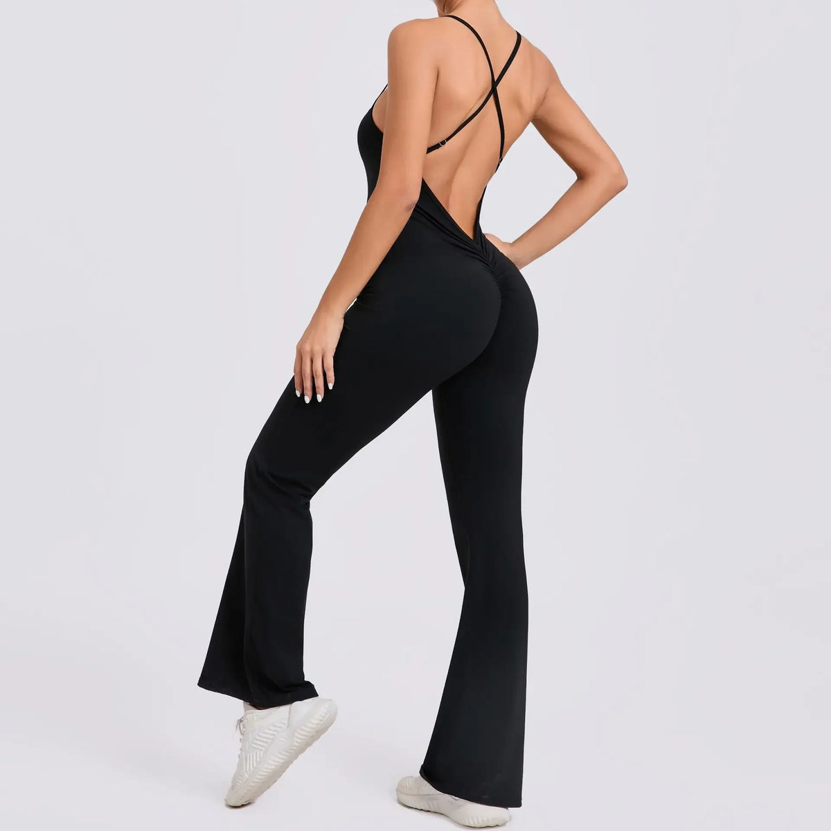 Sports Overalls for Women Sportswear Flared Jumpsuit Woman Padding Jumpsuits Gym Combinaison Femme Coffee Gray Navy Blue Red