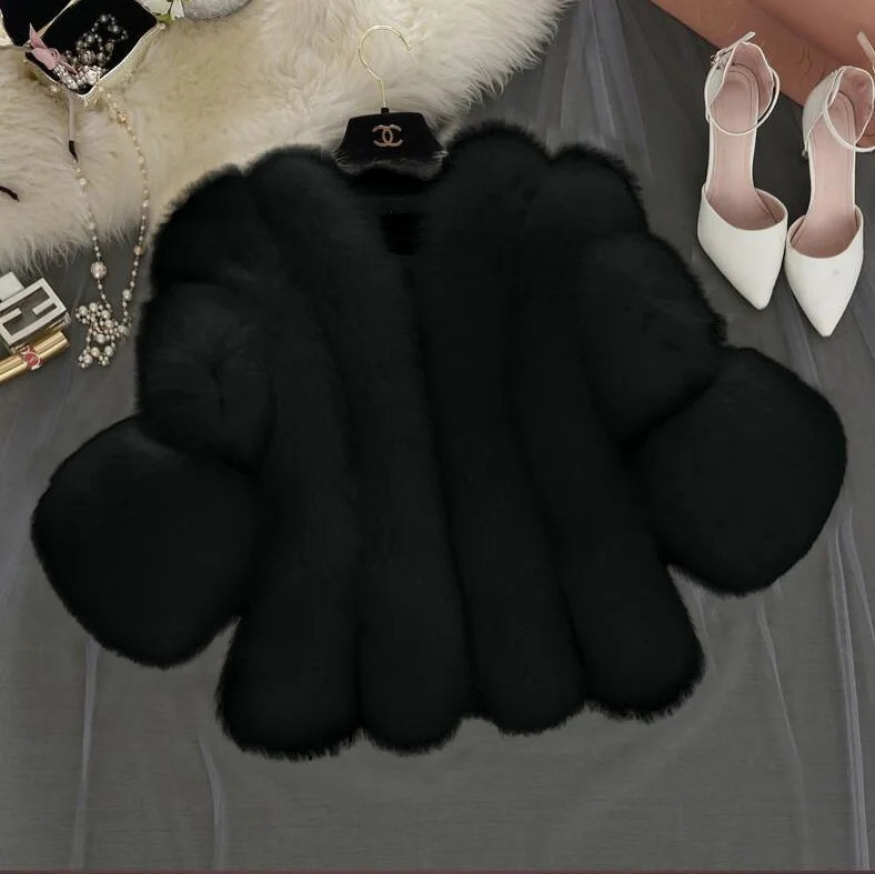 2026 Winter Pink Plus Size Faux Fur Coat Women Elegant Long Sleeve Fluffy Cardigan Jacket Ladies Large Thick Warm Furry Outwear