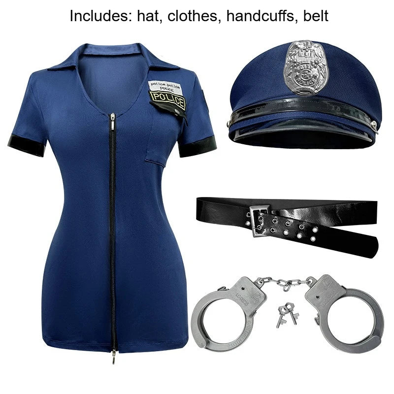 Halloween Sexy Police Officer Costume Cosplay Uniform Party Outfit Femmes Role Play Fancy Dress Game Holiday Outfits Clothes