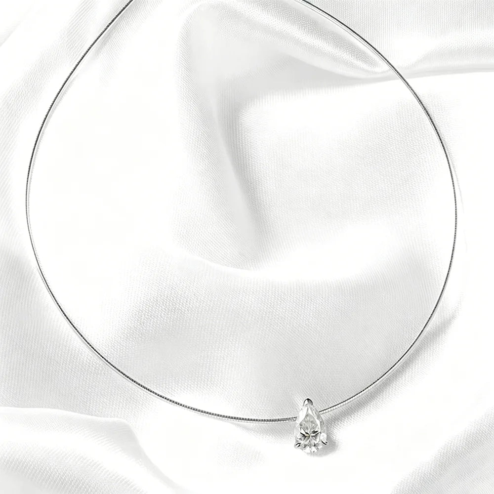 GRA Certified 3/4/5Carat Waterdrop Moissanite Collar Necklace For Women S925 Silver Pear Cut Solitaire Diamond Omega Necklace