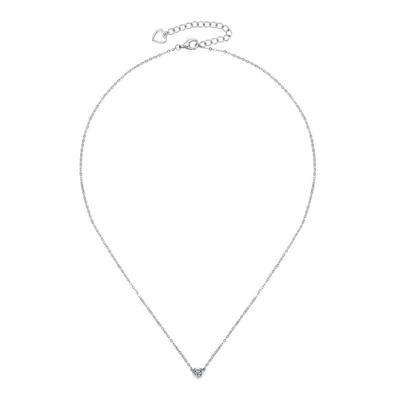 Lnngy 3MM 0.1CT Moissanite Necklace Original 925 Sterling Silver Pendant Necklaces For Women Delicate Neck Jewellry Gift