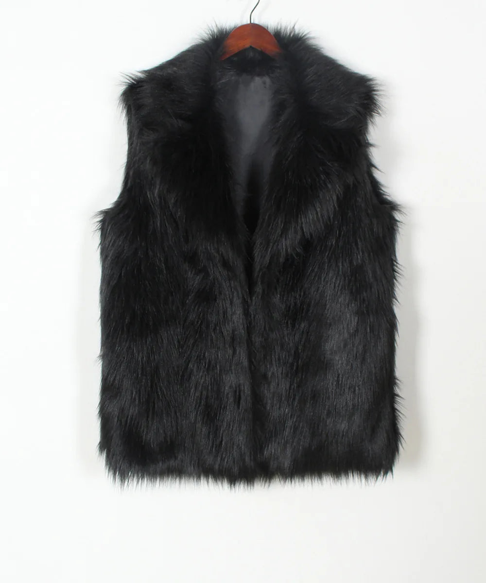 VigoCasey 2026 Autumn Winter Sleeveless Thick Faux Fur Vest Coat Woman Khaki Plush Warm Waistcoat Lady Casual Fluffy Vest Jacket