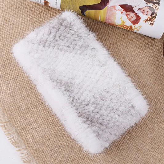 headbands for women Real fur hair band hair accessories Mink knitting female headband for hair Elastic band made scarf