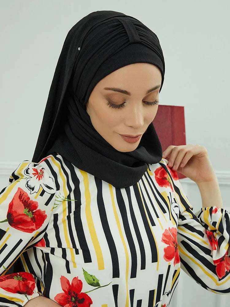 Large Plain Muslim Hat Inner Hijab Caps Ramadan Headwraps Pre-design