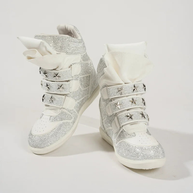 Casual Designer Sneakers Women Luxury Ankle Boots Fashion High Quality Cow Suede Flat Platform Height Increase High-top Shoes