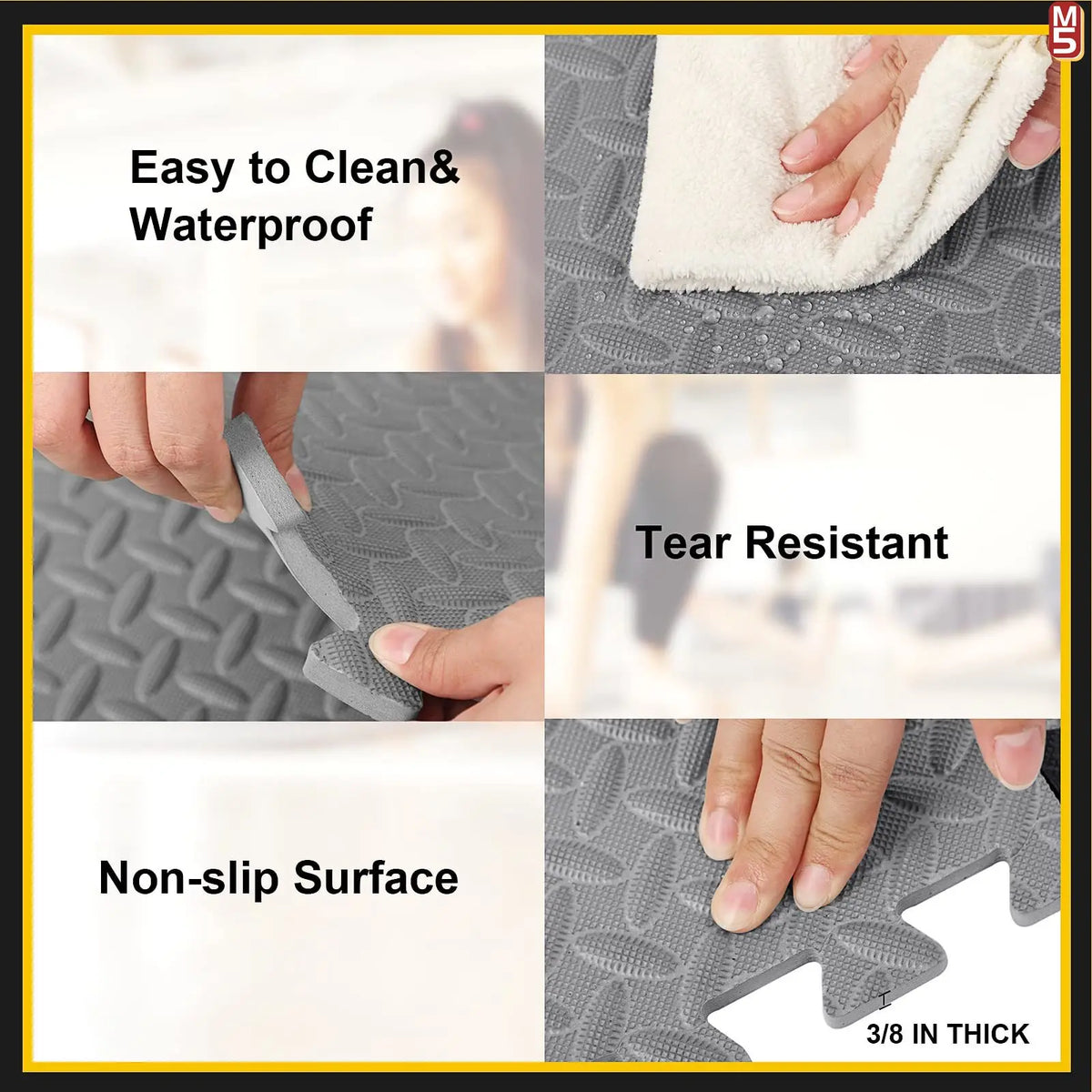1-20PCS Soft Foam Interlocking Carpet Tiles - Non-Slip Puzzle Floor Mats Ideal for Home Gym and Baby Playroom Rugs for Bedroom