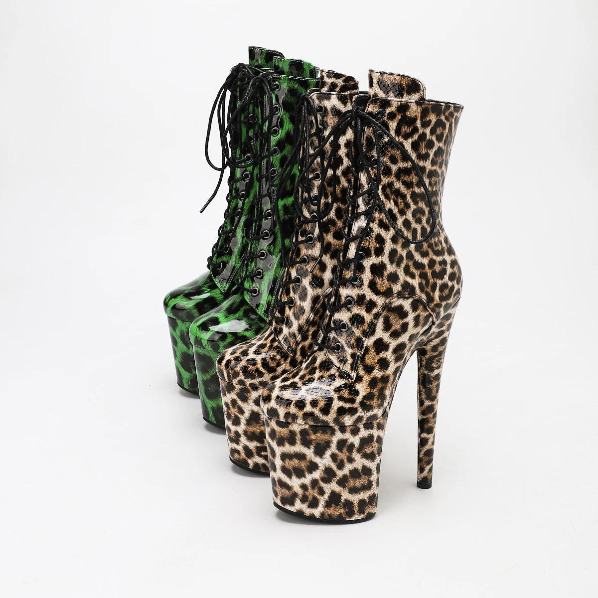 Stripper Heels 20CM/8Inches Supers Fashion Pole Dance Shoes For Nightclub Club Party Women Platform Leopard print Short Boots