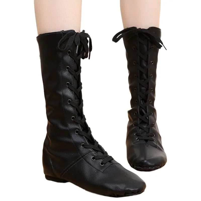 XIHAHA Jazz Dance Boots Women Soft Sole Leather Latin Dancing Shoes Woman Children Girls Ballet Shoes Ballroom Training Shoe