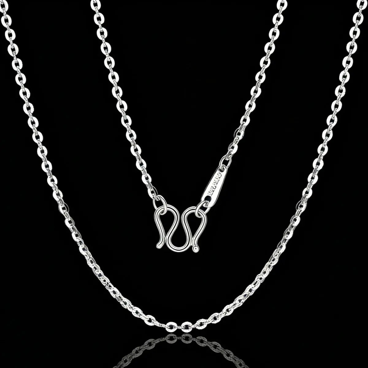 PT950 Platinum O-Chain Necklace Women Plain Chain Moissanite Collarbone Jewelry Gift for Girlfriend