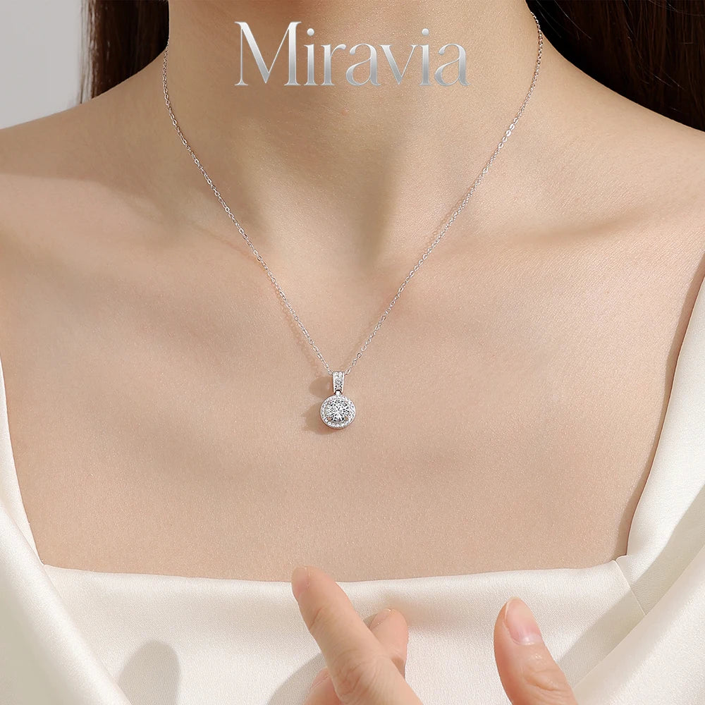 Sparkling VVS1 D Color Moissanite Necklace 925 Sterling Silver With Certificate For Women White Gold Plated Fine Wedding Jewelry