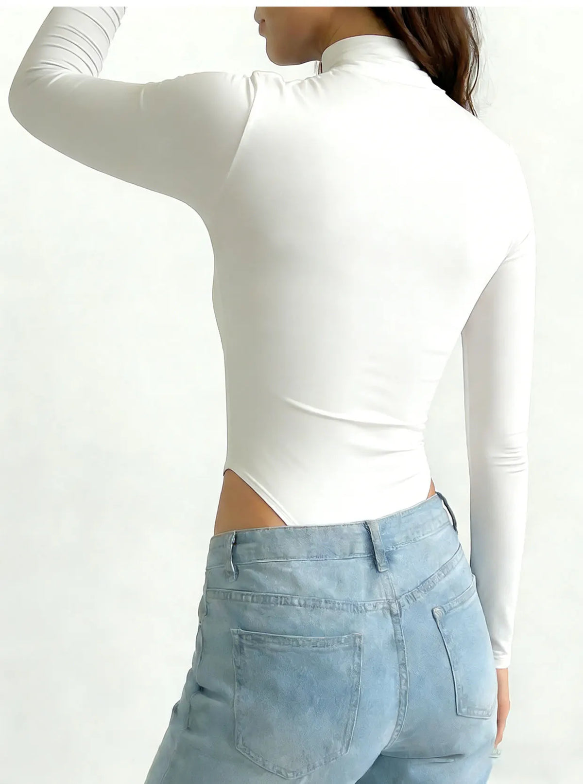 Women's long-sleeved plus-size one-piece dress - fashionable basic style tight-fitting garment - dance outfit one-piece pants