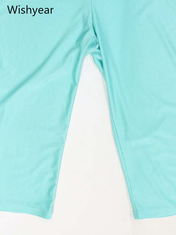 Women Turquoise Halter Neck Jumpsuit Cutout Front Sleeveless High Waist Bodycon Capri Pants Metal Ring Party Club Beach Outfit