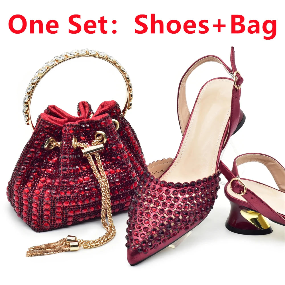 Nigeria Shoe and Bag Wedding Shoes Bride Nigerian Ladies Wedding Shoes Luxury Italian Style Heels African Women Party Pumps