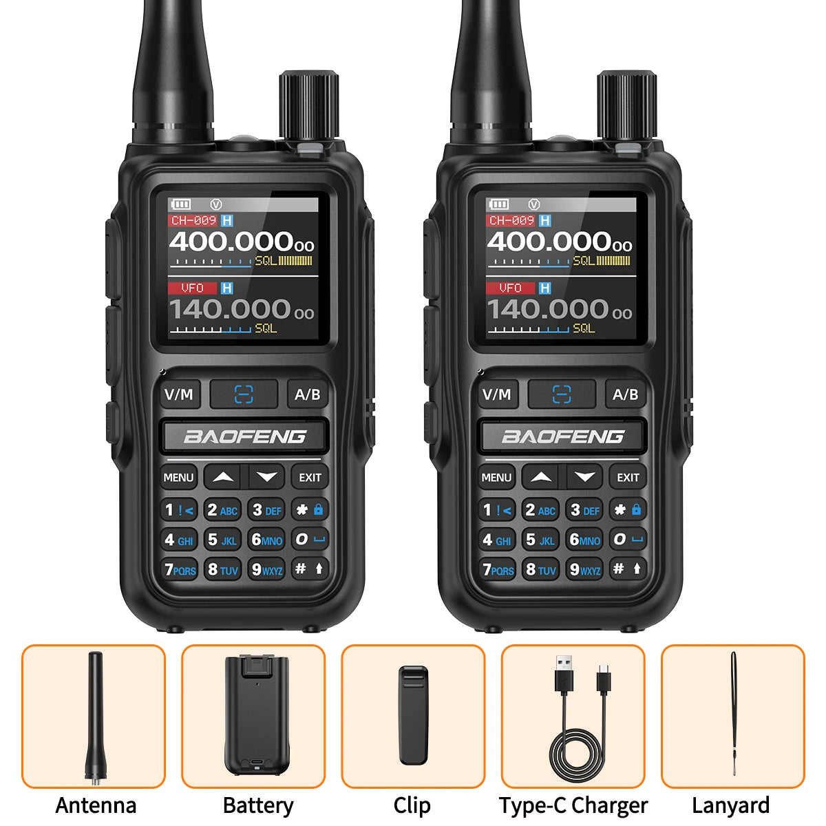 2PCS BAOFENG UV-5R Mini Walkie Talkie Full Band Bluetooth APP Programming Wireless Copy Frequency NOAA 999CH AM FM Two Way Radio