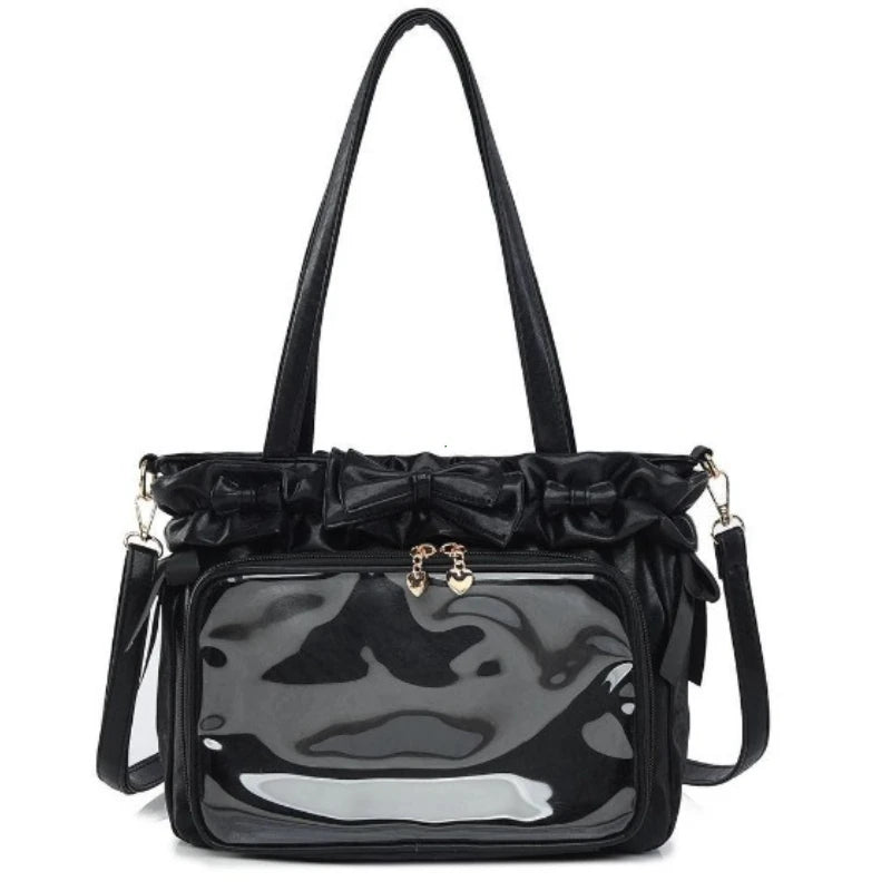 DIY Anime Badge Crossbody Shoulder Bag Subculture Ruched JK Uniform Bolso Mujer Сумки 2026 Lolita Women Ita Bags PU Clear Window