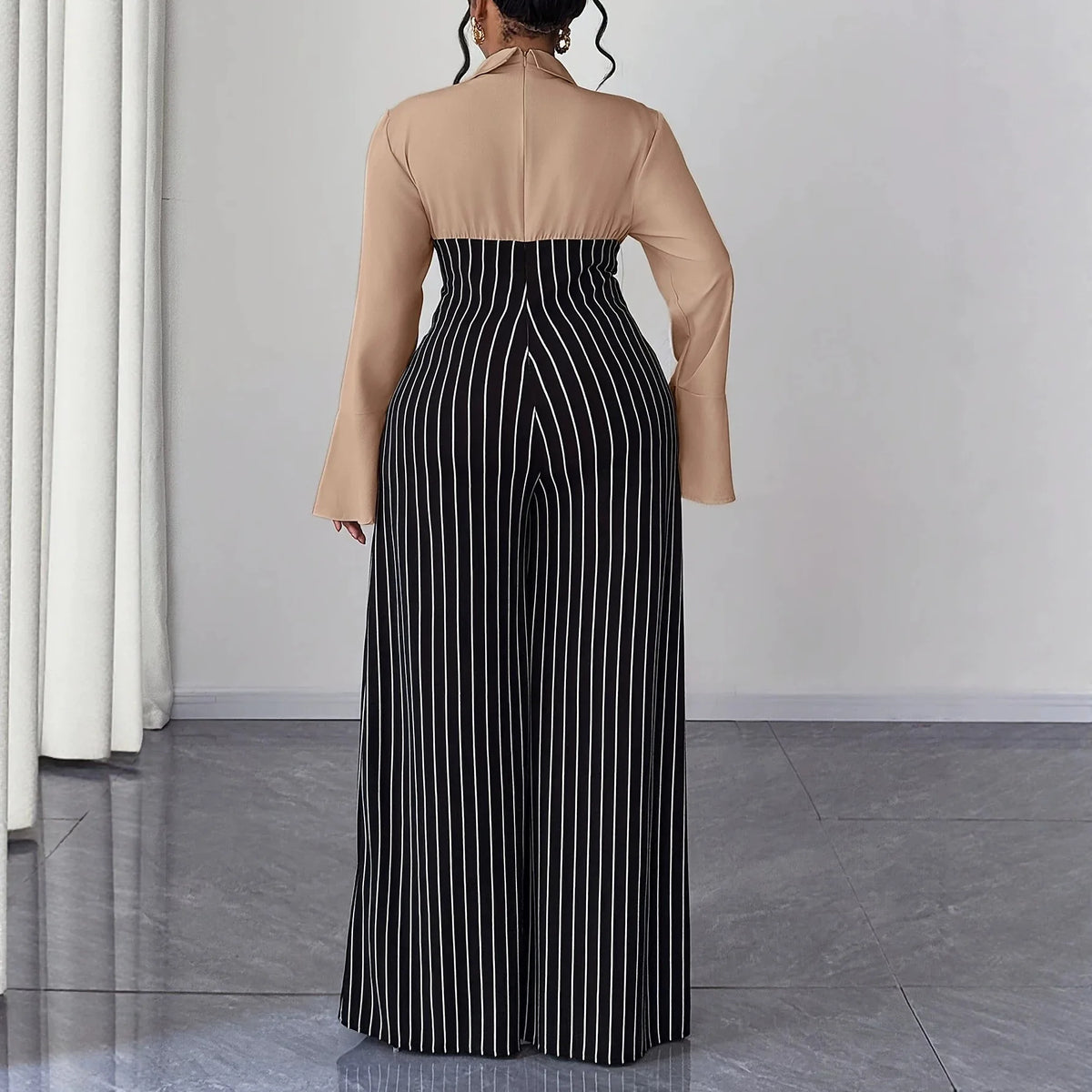 XL-4XL Plus Size Women Clothes Jumpsuit Clothes Long Sleeve Urban Leisure Bodysuit New Wide Leg Jumpsuit Wholesale Dropshipping