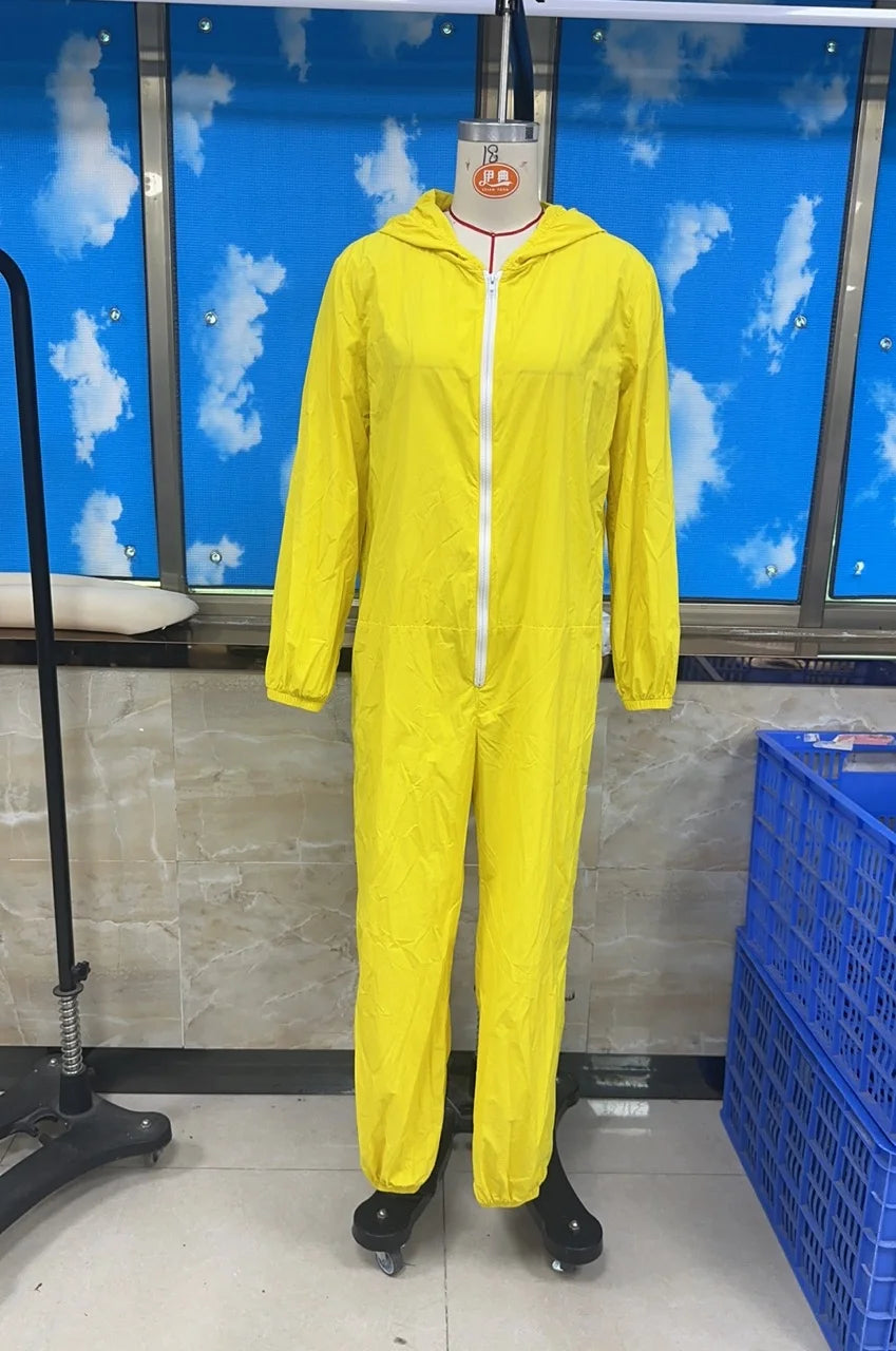 Women Windproof Jumpsuits with Hood Simple Solid Color Long Sleeve Zip-up Pants Romper Playsuits Outwear