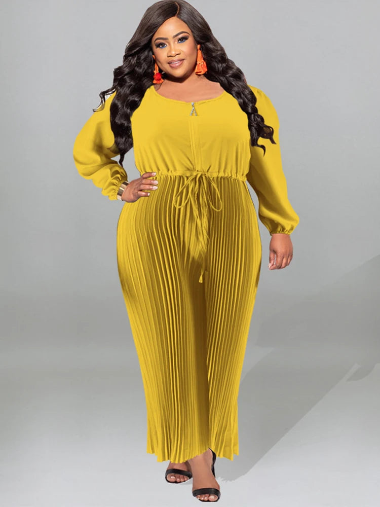 One Piece for Women Sleeves Jumpsuit Plus Size Casual Jumpsuits Pleated Pants Elegant Long Jumpsuits Wholesale Dropshipping