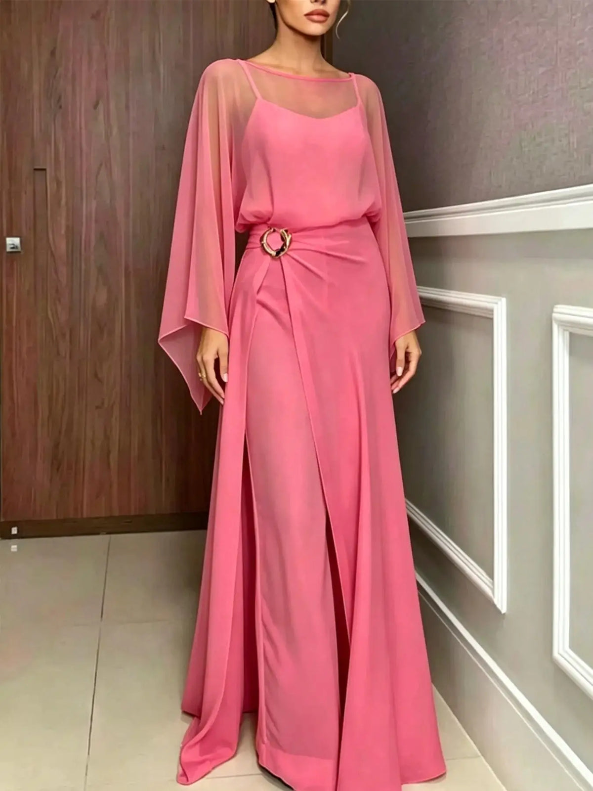 SUMMER NEW WOMEN'S JUMPSUIT SET, ELEGANT SOLID COLOR CAMISOLE JUMPSUIT TOP, PAIRED WITH A LONG WAIST CINCHED COVER FOR VERSATILE