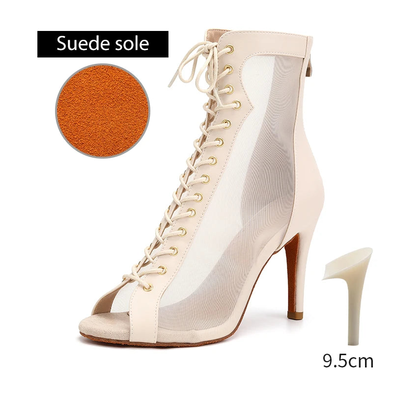 DKZSYIM Women Latin Dance Boots Ballroom Dancing Shoes Ladies Girls Jazz Tango Dance Shoes Customizable Heel 7cm-11cm