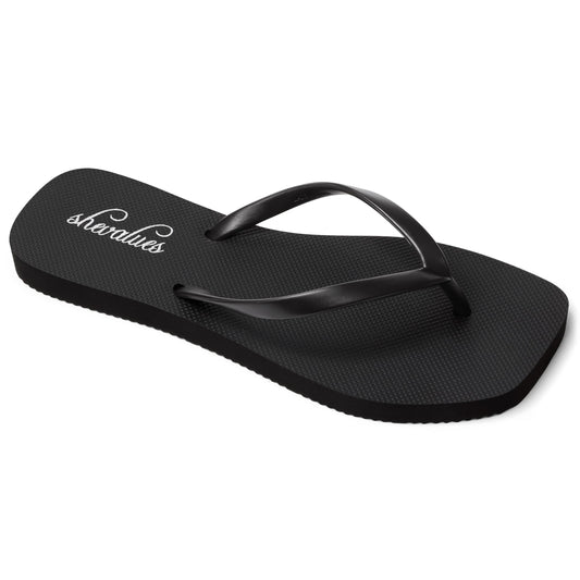 Evshine Women's Square Toe Flip Flops Summer New Comfort Rubber Beach Thong Sandals Lightweight Pool Slides Bath Shower Slippers