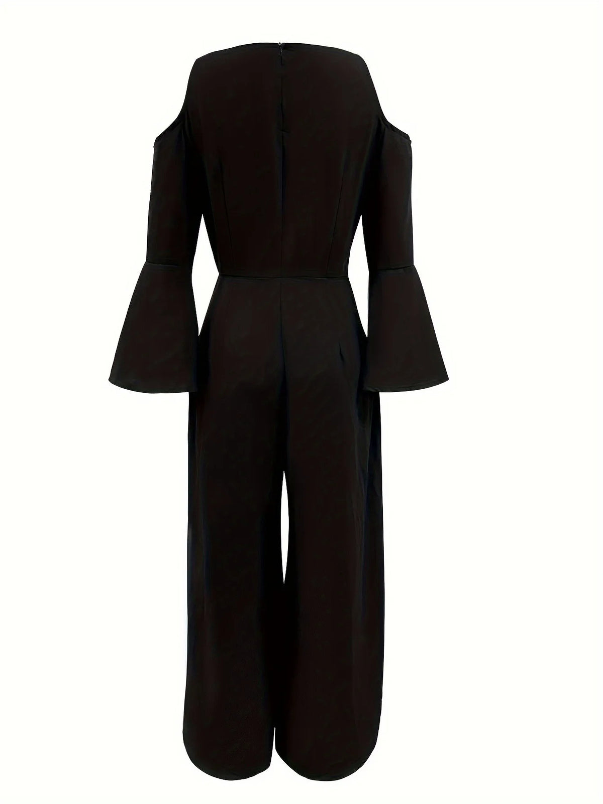 Women's Sequin Solid V Neck Business Elegant Wide Leg Loose Sleeve Bell Sleeve Jumpsuit