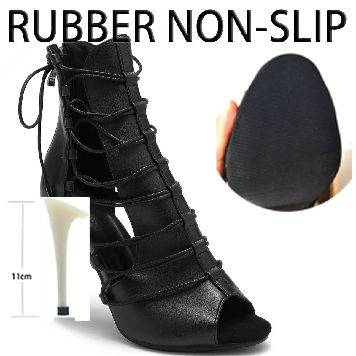 Women High Quality Black Heels Party Stilettos Jazz Dance Ballroom Suede Sole Customizable Latin Dancing Booties Plus Size