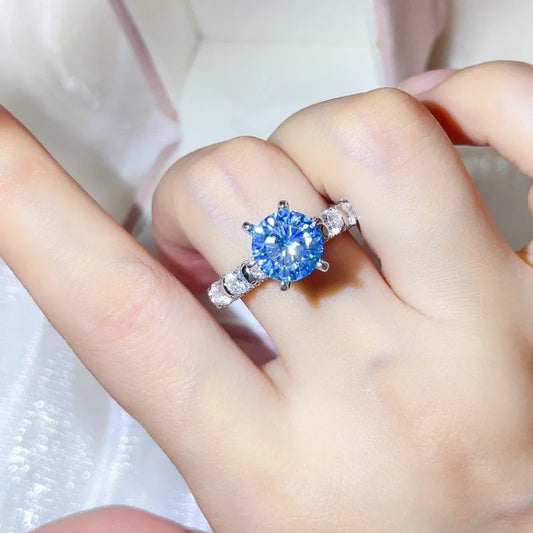 luxury 18K white gold and platinum PT950 marquise colored diamond moissanite ring women's colored special-shaped ring