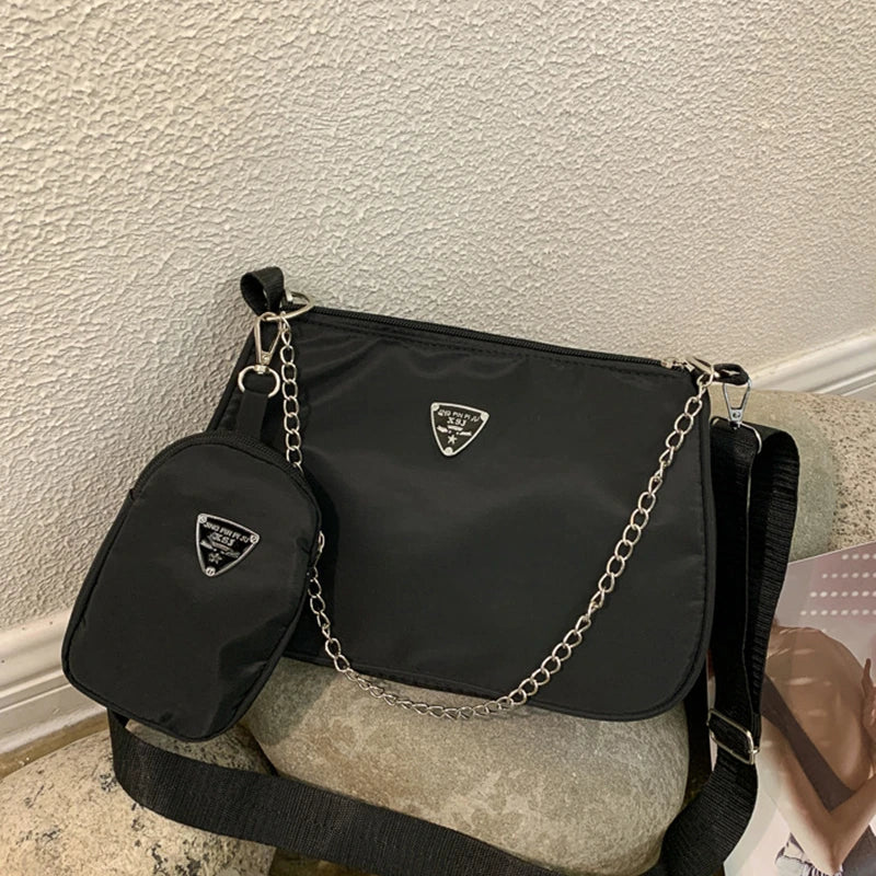 Woman Female Fashion Causal Handbag Set Crossbody Bags Shoulder Handbags 2in1 Sling Bag Trend Hand Bag For Travel Shopping
