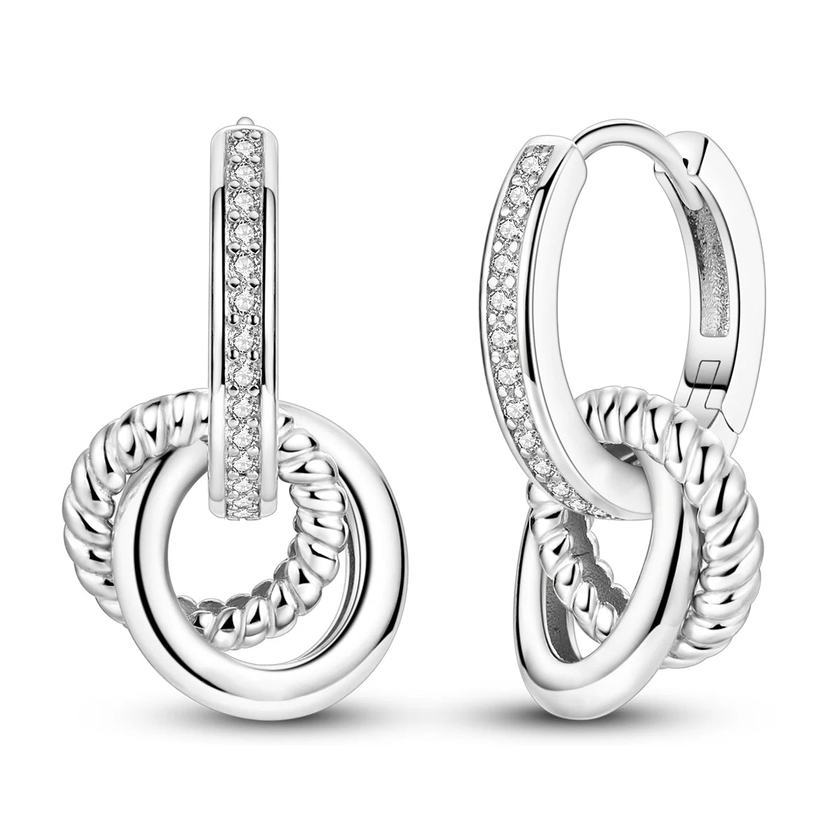 925 Sterling Silver Original Hoop Earring For Woman Luxury Pendientes Wedding Jewelry Gift