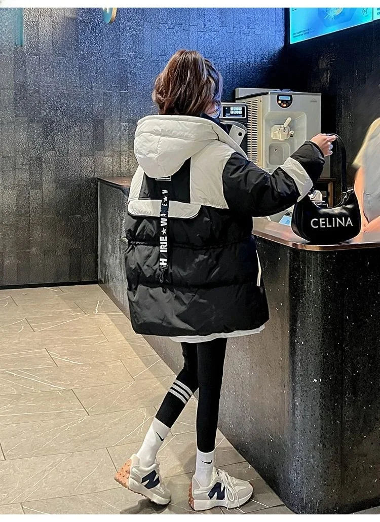 Elegant Thickened Oversized Women's down Jacket Fashionable Outerwear Parka Style Winter Coat Korean Style Straight Cut Cotton