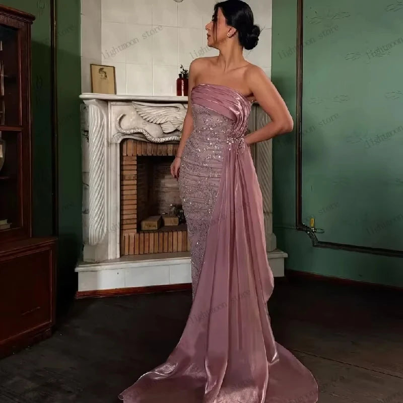 Charming Evening Dresses Gorgeous Prom Dress Beading Appliques Sleeveless Robes فساتين سهرة Elegant Vestidos De Gala Customized
