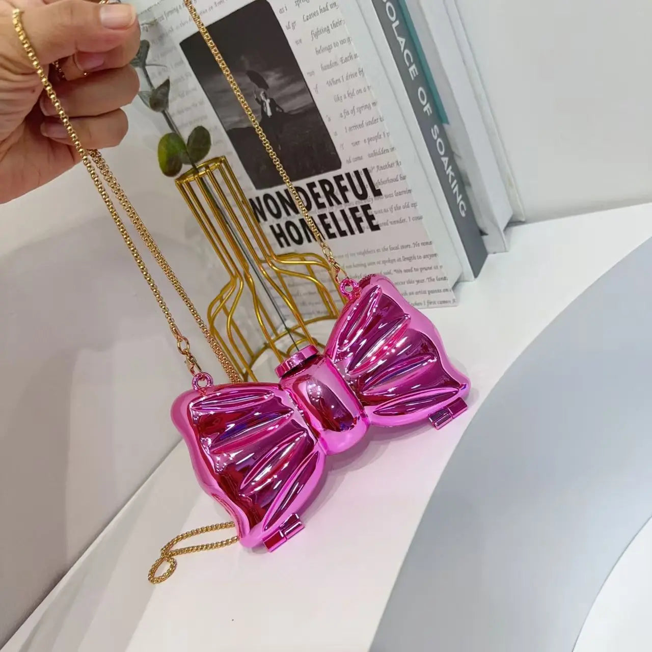 Golden Evening Bag Purses and Handbags Luxury Designer shoulder bags funny shape Party Wedding Round Acrylic Shiny Clutch purse