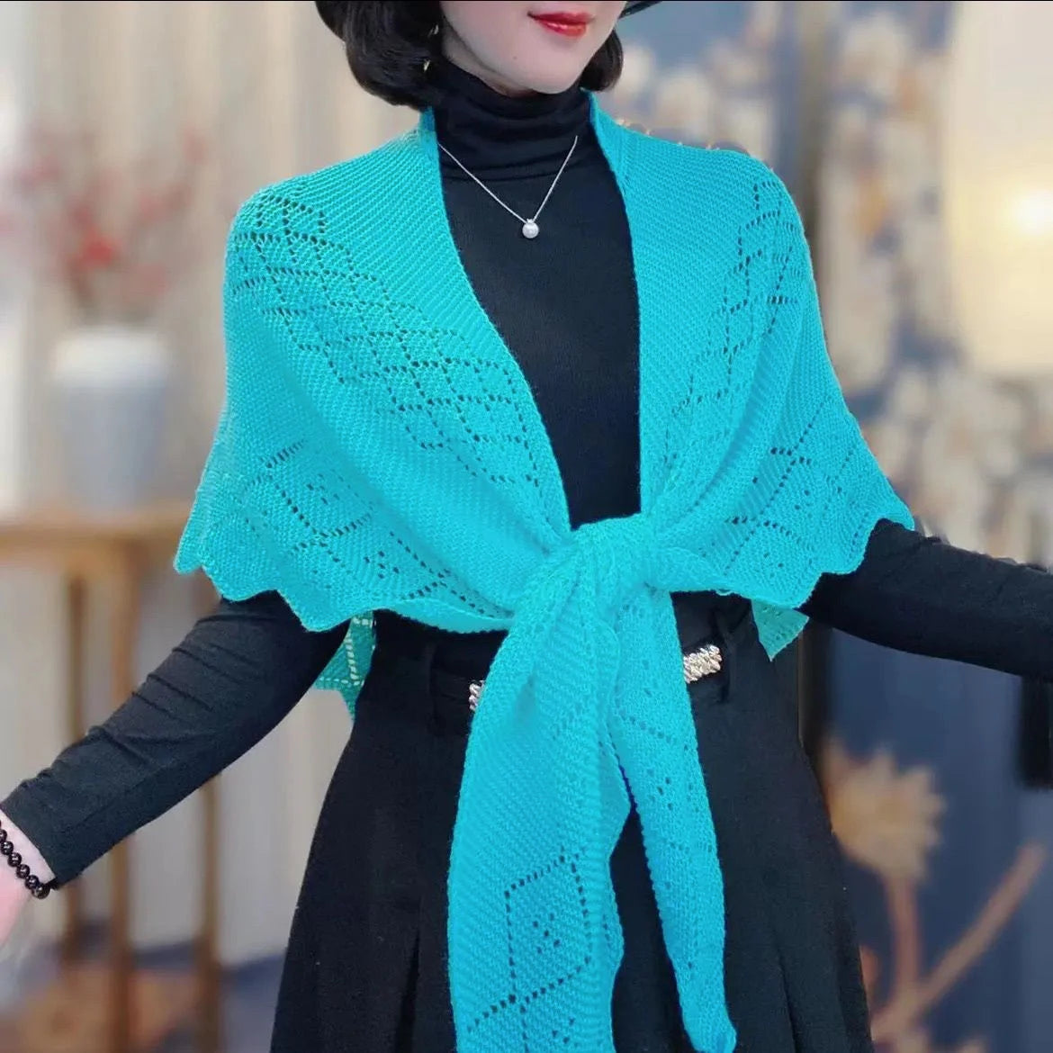 Fashion Knitted Cotton Hollow Scarf Shawl Solid Color Women Summer Air-conditioned Room Cape Ladies Simple Warps Wholesale