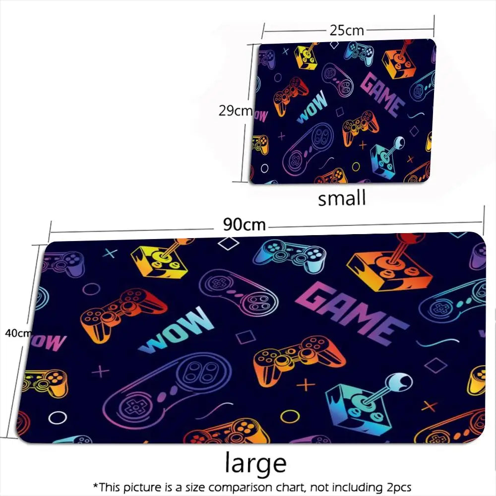 Extra Large XXL Full Desk Mouse Pad, Neon Rainbow Game Controller Gamer for PC Laptop E-sports Gamers Office Home Decor